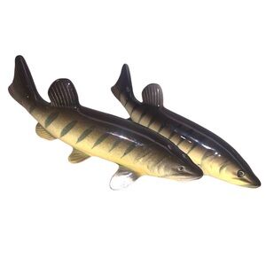 Rare VTG  1950’s Muskellunge Sturgeon Fish Salt and Pepper Shakers Fishing